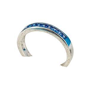 FD# Blue Cz & Sterling 925 Silver Ring Sz 8